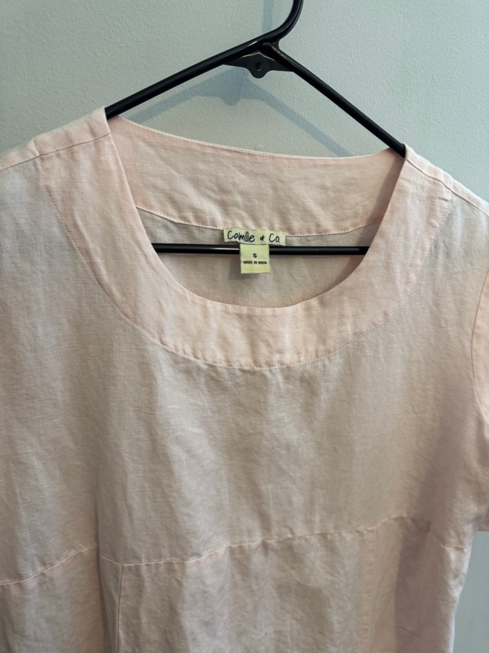 Pale Pink Linen Pocket Tunic S cotton linen - Picture 5 of 10